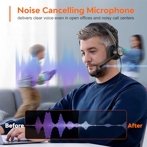 Auriculares para teléfono IP contra el ruido de oficina compatibles con Polycom y Mitel 3