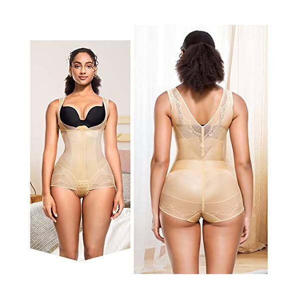 REYEOGO-Waist-Trainer-for-Women-Shapewear-Bodysuit-Corset-Tummy-Control-Body-Shaper-Lace-Butt-Lifter-Panty-Fajas-Colombianas REYEOGO Waist Trainer for Women Shapewear Bodysuit Corset Tummy Control Body Shaper Lace Butt Lifter Panty Fajas Colombianas (Beige, Large)