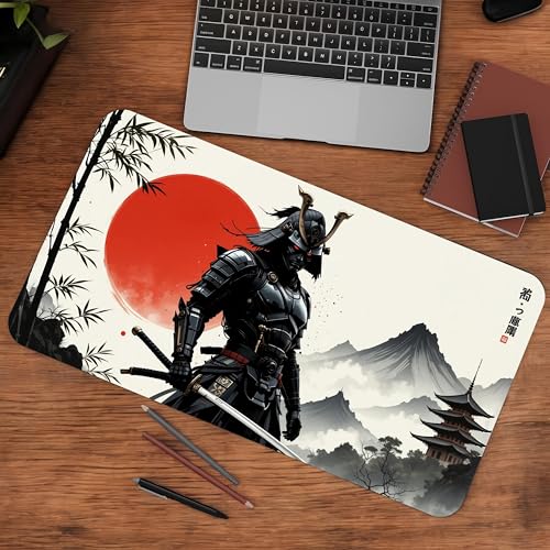 Image of Samurai Premium Desk Mat | Anti-Skid | Anti-Slip | 80 x 30 cm | Laptop Mat for Work from Home /Office /Gaming- Extended Mouse pad and Keyboard Desk mat