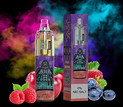 R-and-M-Tornado-Rechargeable-Disposable-Vape-Pens-7000-Puffs-Starter-Kit-Fruity-Flavours-E-Cigarettes-No-Nicotine-2ml-Cartridge-Capacity-Draw-Activated-Vape-Pen-Smooth-Vaping-APL-BRY-BLST