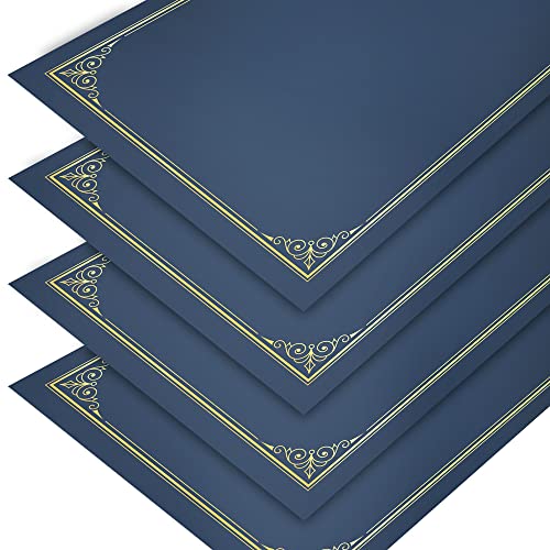 Sunee 30 Packs Navy Blue Certificate Holders For 8.5X11 Award Certificates, Certificate Covers With Gold Foil Border #TOP1