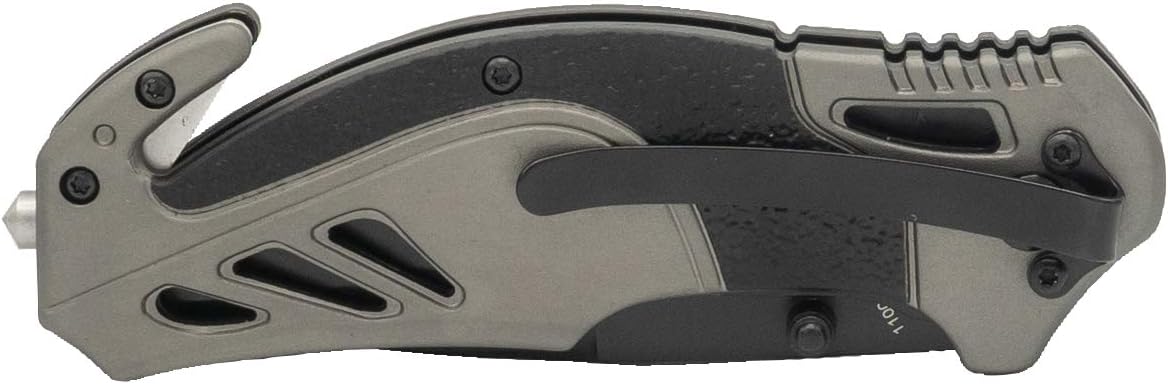 Smith & Wesson 8in High Carbon S.S. Spring Assisted Folding Knife with 3.25in Serrated Drop Point Blade and Rubberized Aluminum Handle for Outdoor Survival and EDC