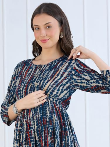 Image of MomToBe Women's Rayon Maternity Dresses | Pregnancy Feeding Nursing Dress with 14 inch Zip on Both Sides