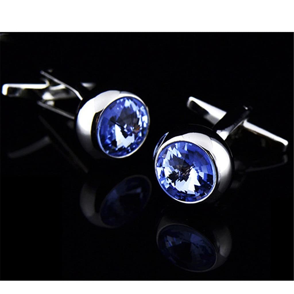 Gemelli Da Uomo In Cristallo Blu Con Forma Rotonda, Regalo Perfetto Per Matrimonio