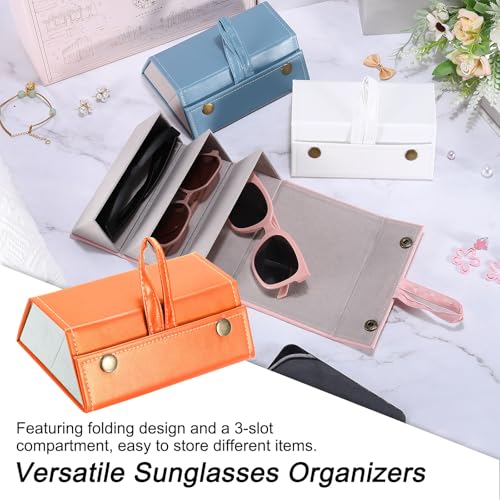 Image of PATIKIL Travel Sunglasses Organizer, 3 Slots Foldable Sunglasses Holder Leather Sunglass Storage Organizer Case
