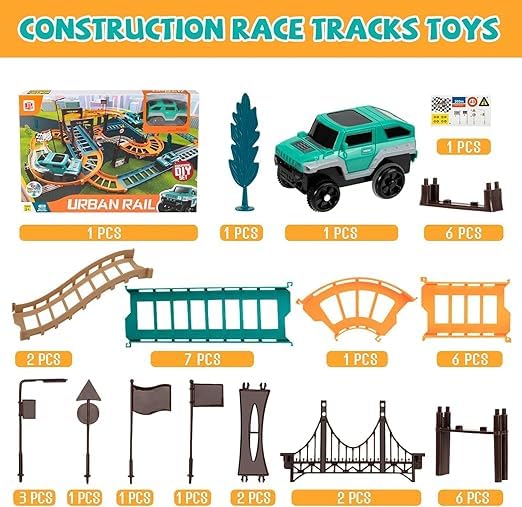 Maproline® Cityscape Express Urban Rail Set Railway Assembly DIY Rail City Track Car Toys Racing