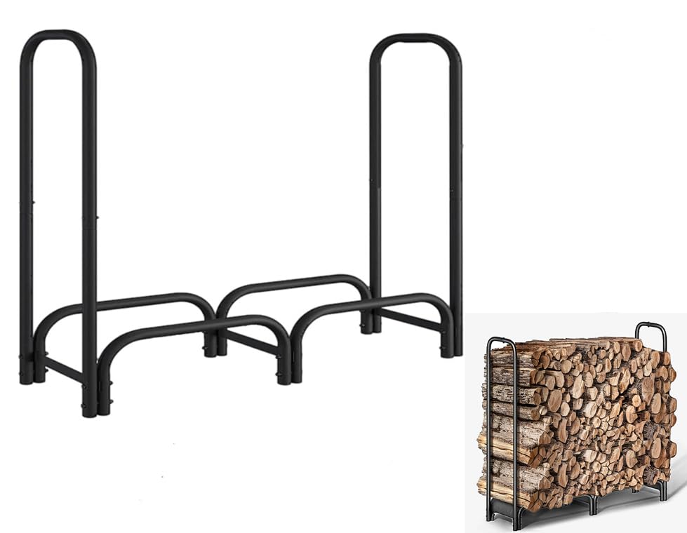 3 Feet Outdoor Firewood Rack Steel Tubular Wood Racks, Easy Assemble ...