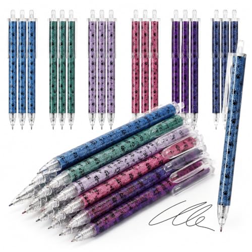 Image of Jetec 60 Pcs Vet Tech Cat Dog Paw Retractable Writing Pens Veterinary Ballpoint Ink Pen Bulk for Pet Lovers Cute Puppy Paw Print Vet Med Clinic Office Supplies Animal Themed Gifts for Dog Lover Gifts