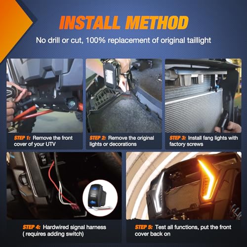 Image of Nilight Turn Signal Fang Lights LED Accent Street Legal Front Signature Light Compatible with Polaris RZR XP 1000 Turbo Accessories 2019 2020 2021 2022 2023