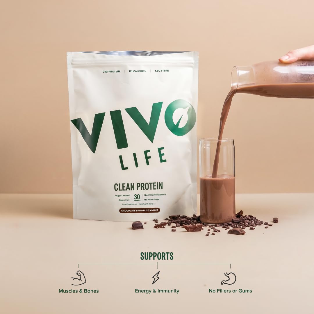 Vivo Life Polvere di Proteine vegane, Non Aromatizzato – 21 grammi di proteine vegetali per dose, 30 porzioni (900g)