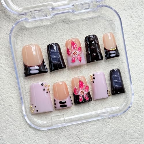 10 Pcs Handmade Duck Press on Nails 3D Art Flower