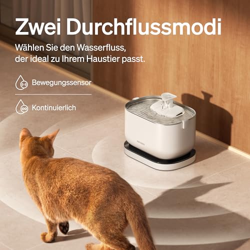 PETLIBRO Katzenbrunnen Kabellos mit Bewegungsmelder Dockstream Trinkbrunnen für Katze Kabellos, Batteriebetrieben Katzen Trinkbrunnen mit Akku 5000mAh, 23dB Ultraleise, Einfache Reinigung, BPA-frei