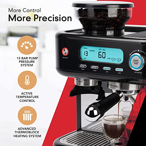 Espressoworks Barista Pro Series Espresso Machine With Lcd Display, Milk Steamer, And Grinder – Ready To Brew In 60 Seconds – 15-Bar Espresso, Cappuccino, And Latte Machine 30-Piece Bundle #TOP1
