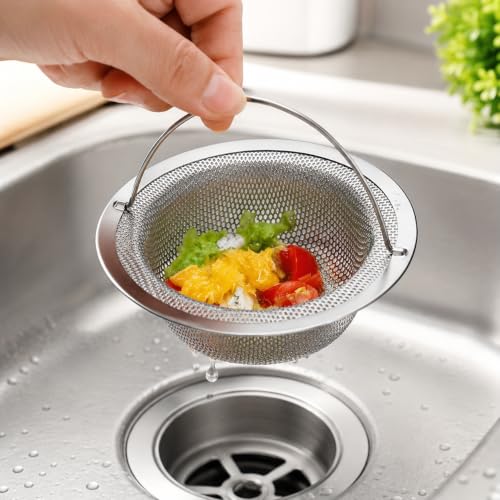 Colador de acero inoxidable para fregadero con asa antideslizante