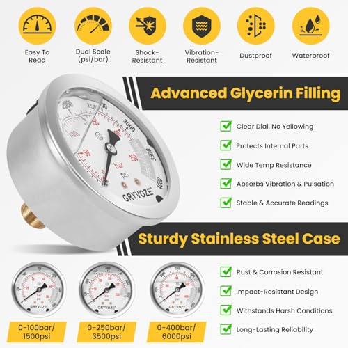 Image of Upgraded Hydraulic Nitrogen Accumulator Charging Kit, Pressure Test and Fill System, Gas Charge Tools with 3 Gauges, 7 Accumulator Adapters with Flat-Cut Design, G5 /8 to CGA580 Adapter