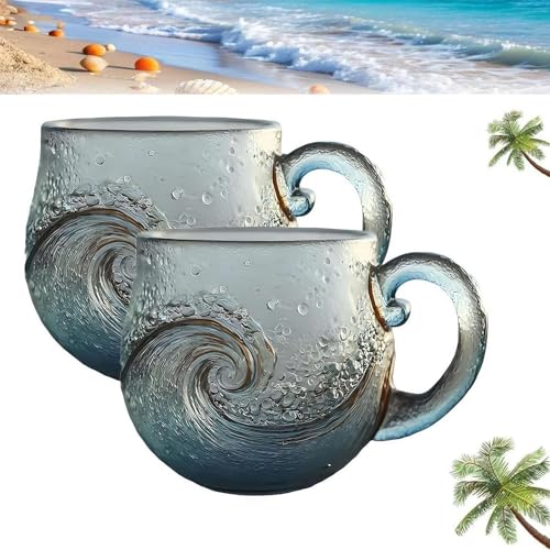Sea Glass Sunset Mug juego 2 tazas 12 oz diseño playa miniatura 1