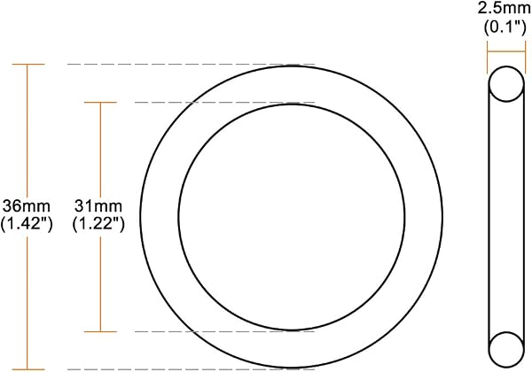 sourcing map Nitrile Caoutchouc Joints Toriques 36mm OD 31mm ID 2.5mm Largeur Métrique Joint Étanchéité Paquet de 10 - 2
