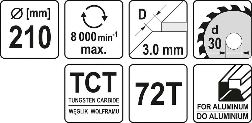 HM brzeszczot piły 210 x 30, 72 zęby, TFZ, do aluminium, tworzywa sztucznego, metali nieżelaznych