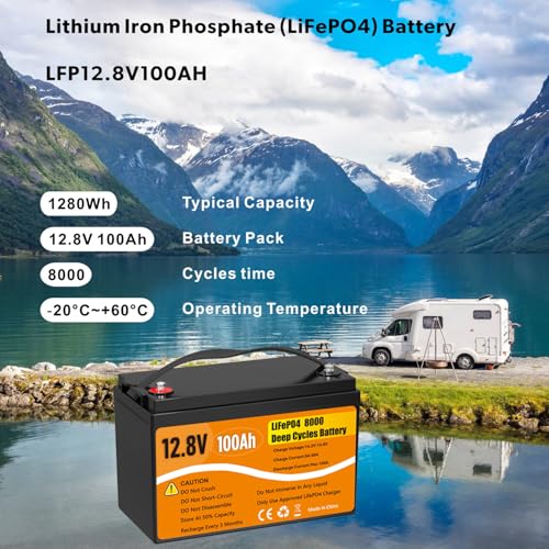 Image of 12V 100Ah LiFePO4 Lithium Battery, Group 31 Lithium Iron Phosphate 8000+ Deep Cycles 10-Year Lifespan 100A BMS Low Temperature for Trolling Motor, RVs, Solar, Home (12V 100Ah Battery)