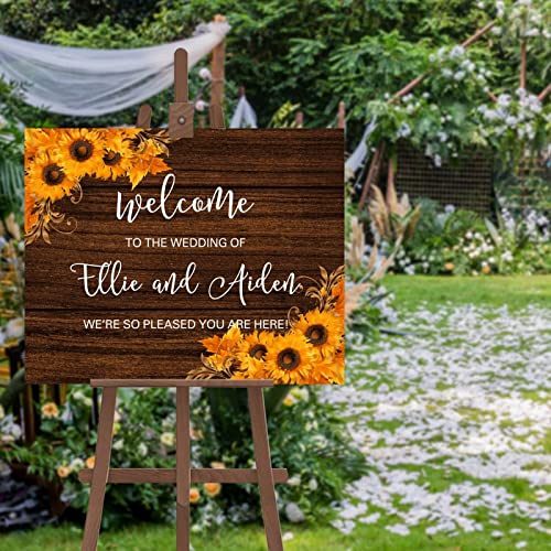 Letrero de madera para boda con girasoles cartel personalizado moderno de 18x24