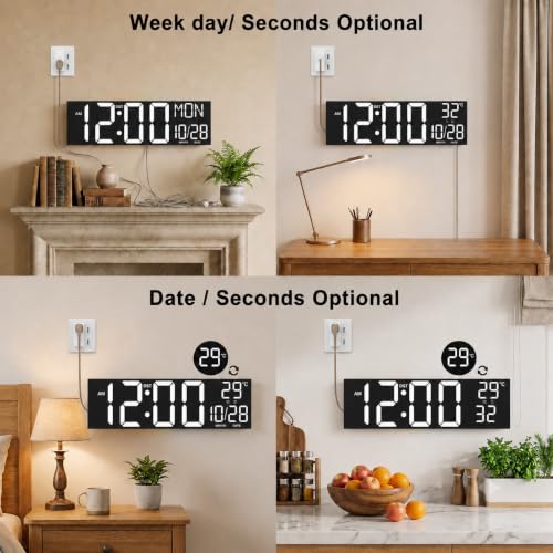Image of JALL 30 inch Giant Digital Wall Clock, Extra Large LED Clock with Remote, Huge Wall Clock with Jumbo Numbers for Living Room, White