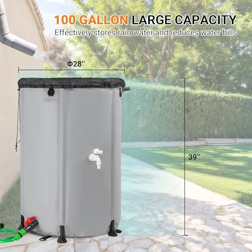 image for Toriexon 100 Gallon Collapsible Rain Barrel, PVC Rain Barrel with Spig