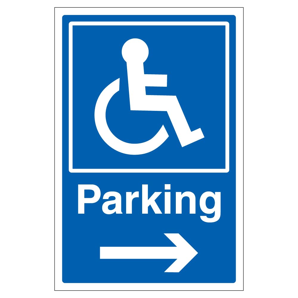V Safety Disabled Parking Arrow Right - Super-Tough Rigid Plastic 200 x 300 mm - 2mm Super-Tough Rigid Plastic Safety Sign