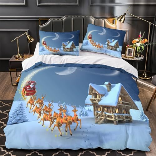 Housse de couette Père Noël 3D super douce lit double - 2