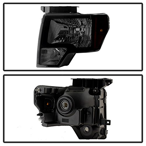 ACANII - For 2009-2014 Ford F150 OE Style Black Housing Smoked Lens Headlights Headlamps Pair Set Replacement Left+Right