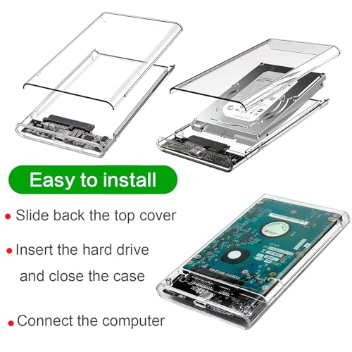 Image of sancy 2.5 inch External Hard Drive Enclosure, USB-C 3.1 Gen 2 SATA III for SSD /HDD - Tool-Free, High-Speed, Plug & Play