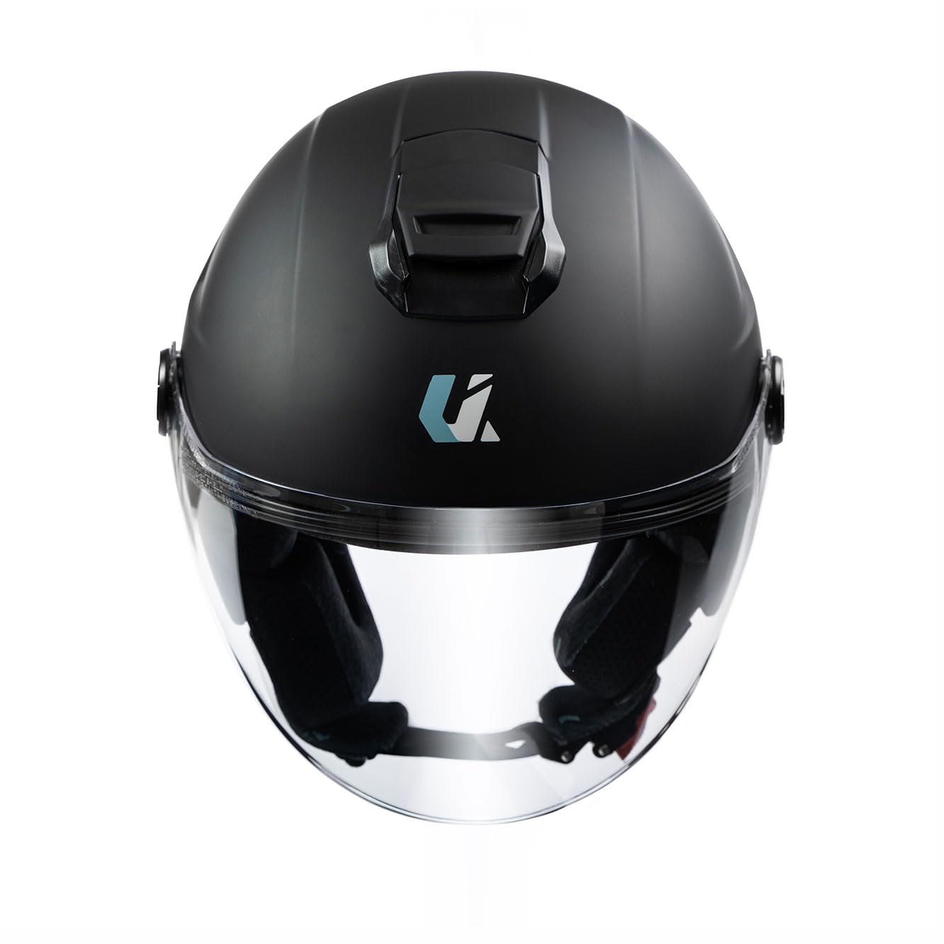 unik Casco Moto Jet Abierto Motocicleta Scooter Ciclomotor Hombre/Mujer Airflow Cierre Micrométrico Desmontable Homologado - Negro Mate, S