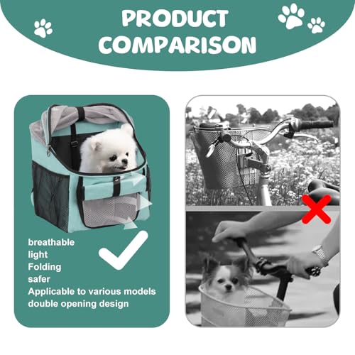 Hundekorb Fahrrad Vorne, Haustier-Fahrradkorb, Hundefahrradkorb, Fahrrad-Vorderkorb, Faltbar Wasserdicht Hunde Fahrrad Lenkerkorb, Fahrradkorb für Haustiere, Einkaufen, Camping und Outdoor (Blau)