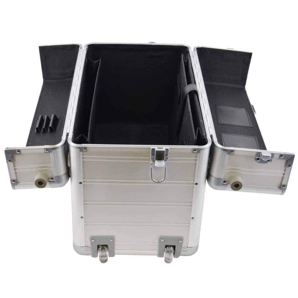 XXL Pilotenkoffer mit Rollen mit Trolley von SONOVO aus Aluminium in Silber 45165 | Alukoffer, Aktenkoffer, Businesskoffer | Für den täglichen Geschäftseinsatz, für Kundentermine und Messebesuche