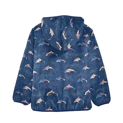 Dolphin Galaxy and Stars Boys Fleece Hoody Jacket Zip Up Coat Warm Fall Winter Plush Jacket Long Sleeve Outerwear2