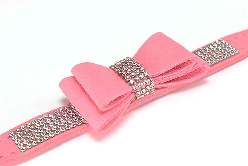 Miniatura 8 de Dazzling - Collar de perro con diamantes de imitación con tela suave y pajarita de cristal, elegante y glamoroso collar para cachorros con correa en