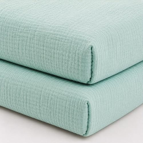 Image of Newton Baby Deluxe Crib Sheet - Ultra-Soft Breathable Organic Cotton Fitted Crib Sheet | Thicker & Softer Design | Machine Washable Baby Bedding | Aqua Mint