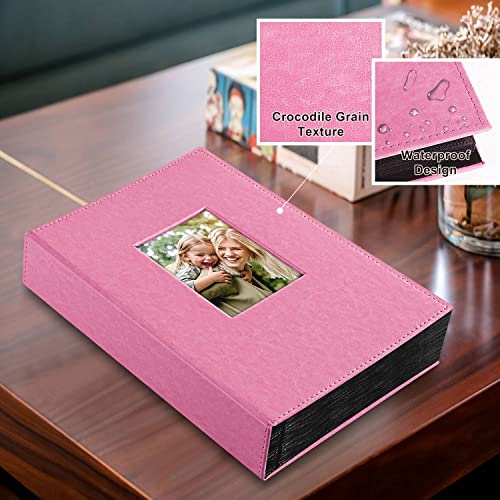 Image of Ywlake Photo Album 4x6 300 Pockets, Leather Photo Albums Holds 300 Horizontal Only Pictures Pink