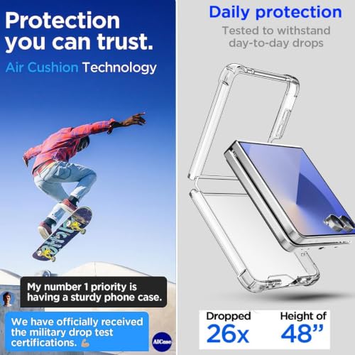 Image of TechTrendz Corner Protective Ultra Hybrid Case for Samsung Galaxy Z Flip 8 Case,Shockproof Military-Grade Drop-Proof Anti Yellowing Clear Cover Compatible with Galaxy Z Flip8 - Transparent