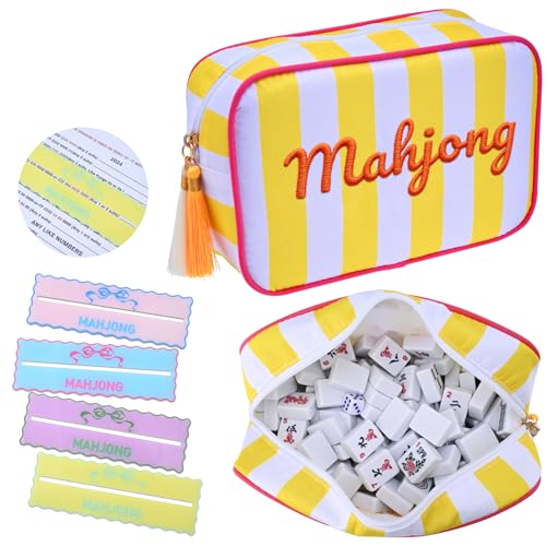 Bolsa para Fichas Mahjong con 4 Cartas Acrílicas