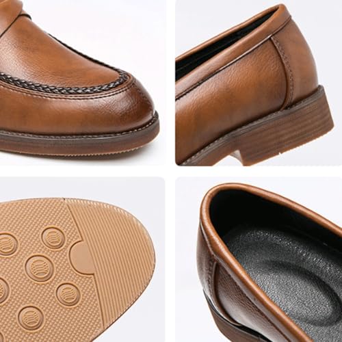 Oxford Shoes for Men Leather Party Slip On Pointed Toe Prom Slip Resistant Low Top Rubber Sole Non Slip Shoe4