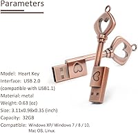 Vista 3 de BorlterClamp - Linda unidad flash USB de 32 GB en forma de llave de corazón con caja de regalo