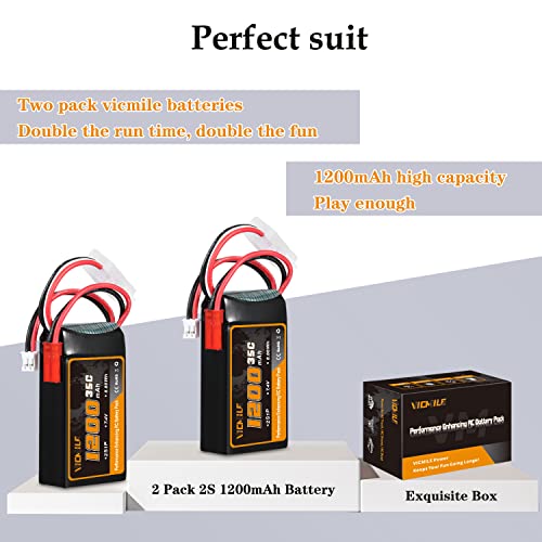 Image of 7.4V Lipo Battery 1200mAh 2S 35C SCX24 Lipo Batteries with PH2.0 & JST Plug Rechargeable Lithium Battery Fit for WLtoys Rc Cars A949 A959 A969 A979 K929 and Most 1 /10 1 /16 1 /18 1 /24 RC Cars