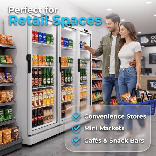 Image of GRS Commercial Display Refrigerator with Glass Door Lock | Cool Air Flow & Temperature | Beverage fridge, Drink and Wine Cooler with Adjustable Display Shelf for Stores and Bars | Silver, 6.0 Cu. Ft