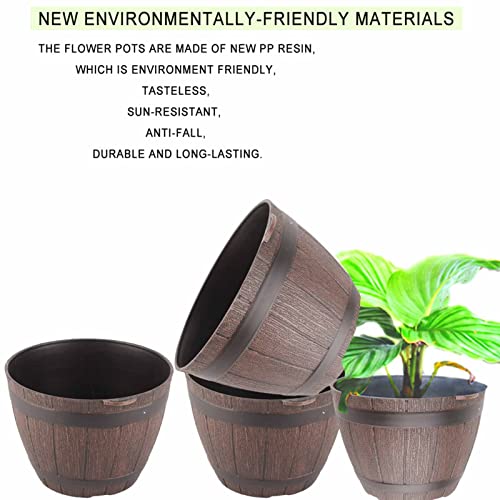 Zuoshini Barrel Planter Plant Containers Imitation Wine Wooden Barrel Pp Resin Flower Pot Imitated Wood Planting Barrel Ideal For Plants Growth 7.48X7.48X5.7 #TOP3