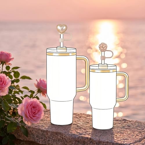 Image of HASTHIP 6pcs Straw Covers Cap for 10mm Straws Bling Silicone Toppers