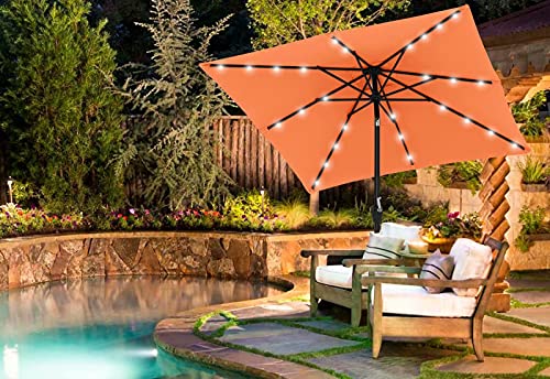 Image of ABCCANOPY Square Solar Led Patio Umbrellas 7.5FT x 7.5FT (Orange)