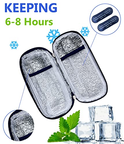 Insulin Cooler Travel Case For Pen, Portable, Waterproof Diabetic Supply Bag With Insulation Liner And 2 Reusable Ice Packs, Keeping 6-8 Hours Cooling Time #TOP2