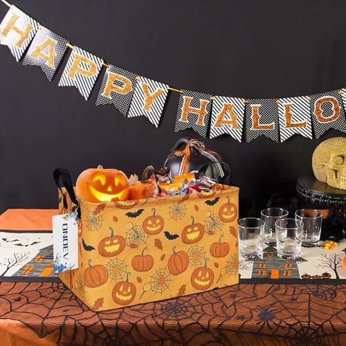 Image of Rectangular Halloween Basket Pumpkin Box Trick or Treat Gift Basket Halloween Party Cute Storage Box Organization Box Room Decoration (Halloween Pumpkin)