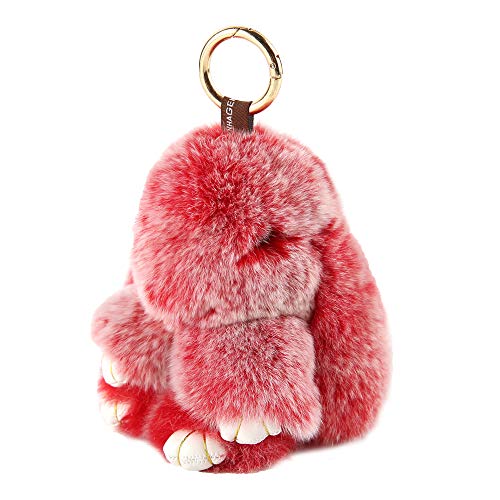 Yiseven Easter Basket Stuffers Bunny Stuffed Animal Plush Toy Rabbit Fur Keychain Fluffy Soft Cute Fuzzy Accessories Furry Ball Key Chain Gift For Women Teens Girls Kids Backpack Purse - Red #TOP5