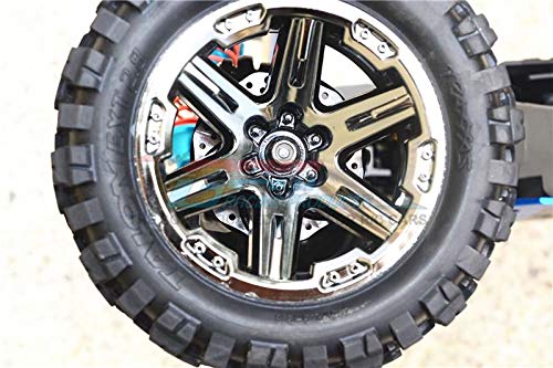 GPM for Traxxas Rustler 4X4 VXL (67076-4) Upgrade Parts Aluminum +2mm Hex with Brake Disk with Silver Lining - 1Pr Set Black